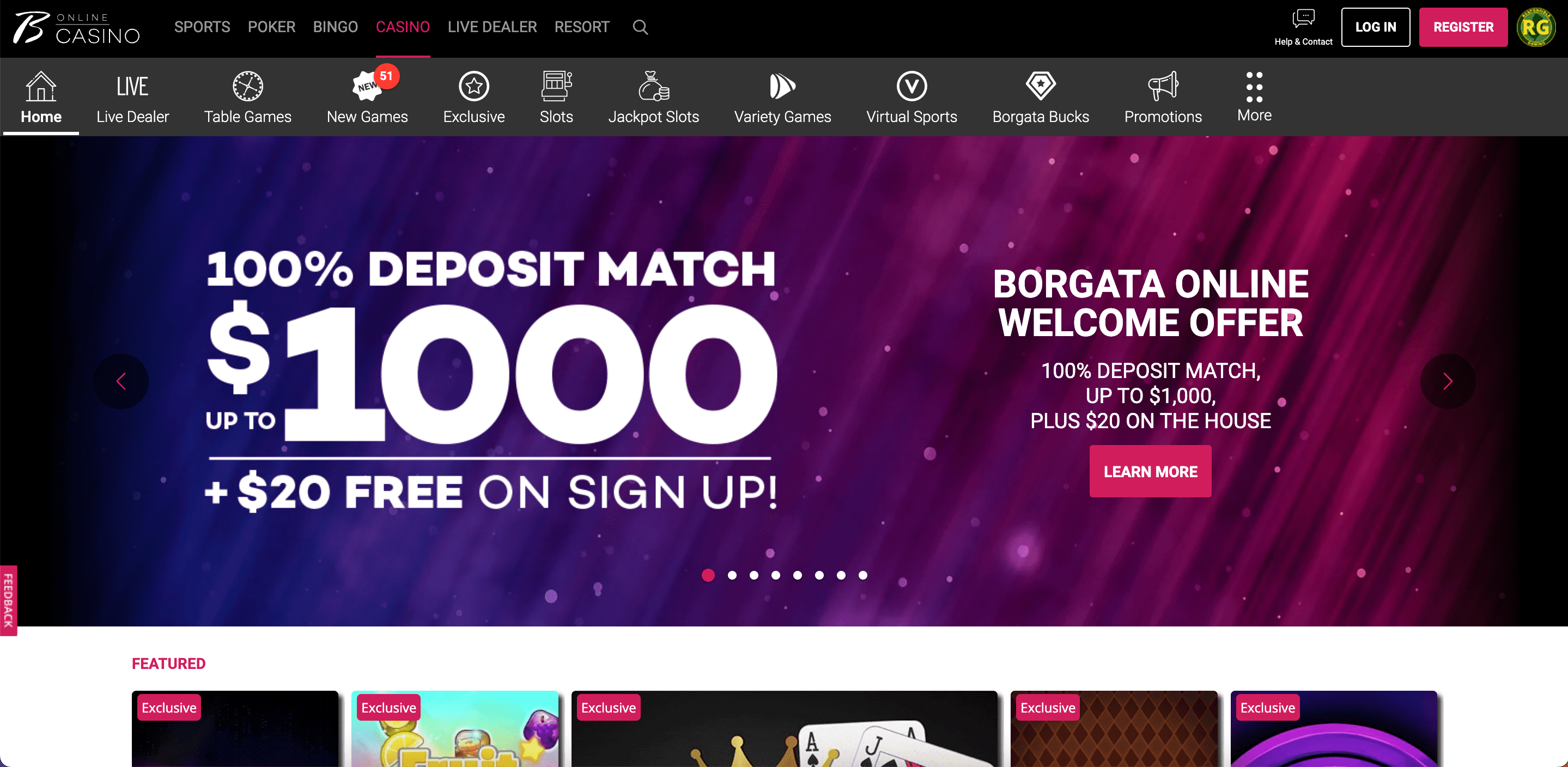 Borgata NJ Casino Home Page