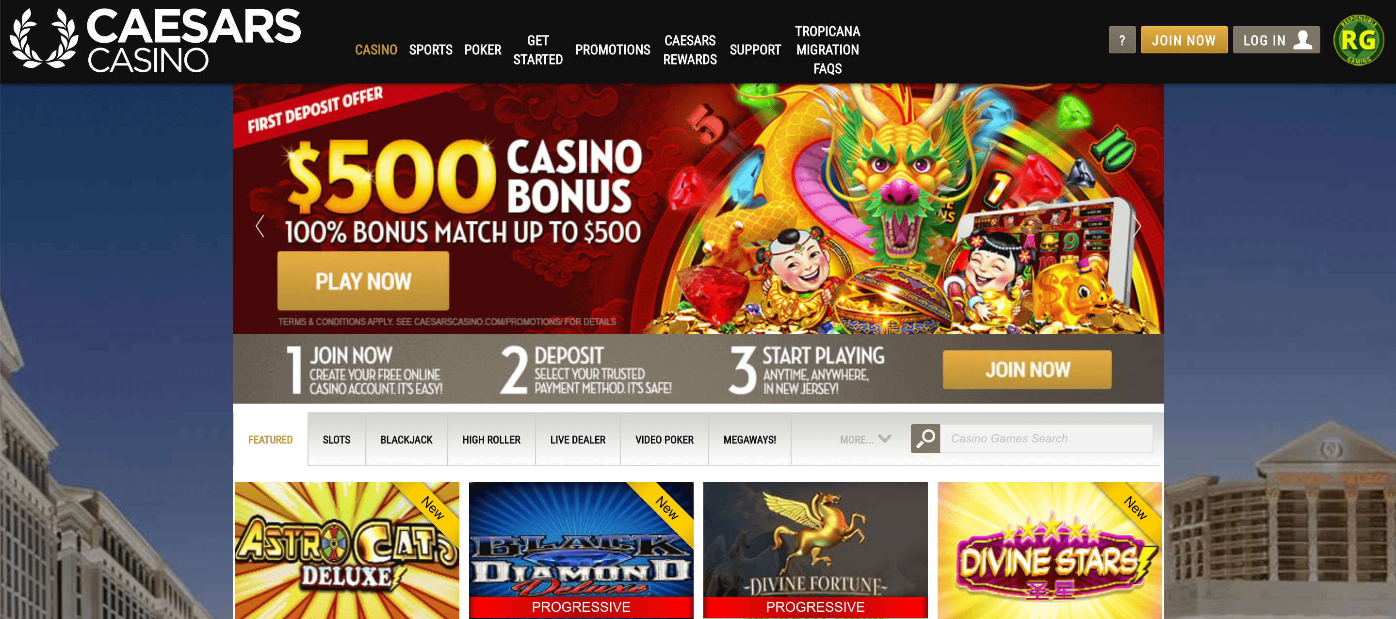 Caesars Casino NJ Home Page