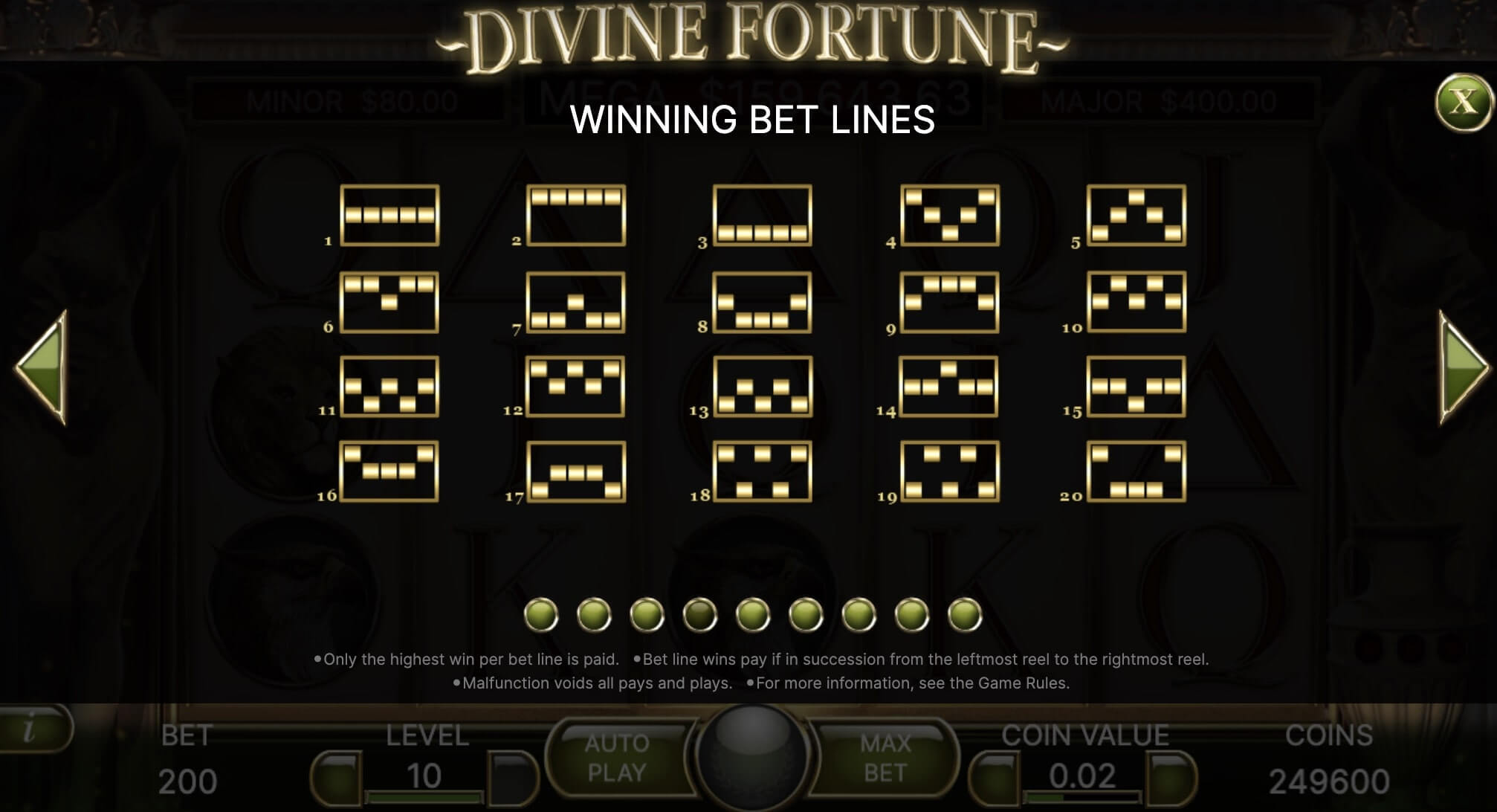 Divine Fortune Slot by NetEnt Paylines