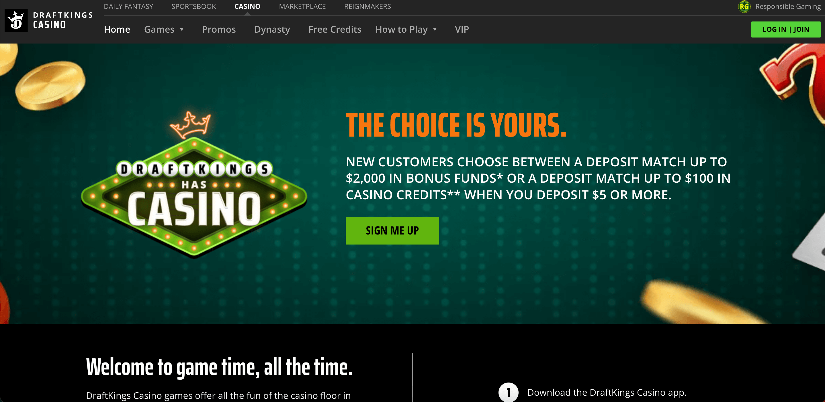 DraftKings Casino NJ Home Page