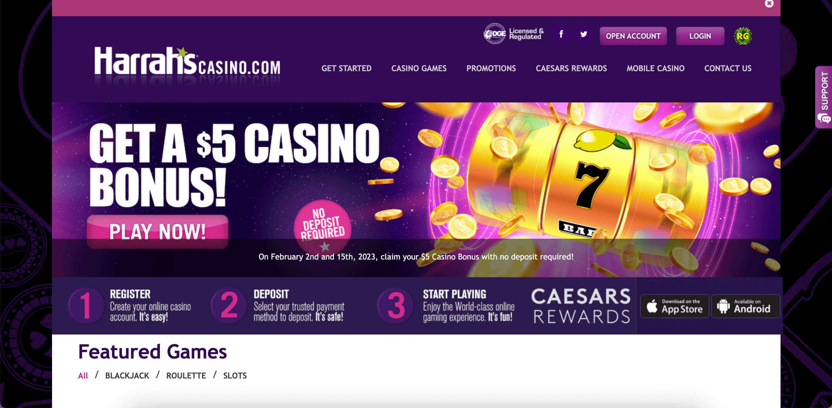 Harrah's Casino NJ Home Page