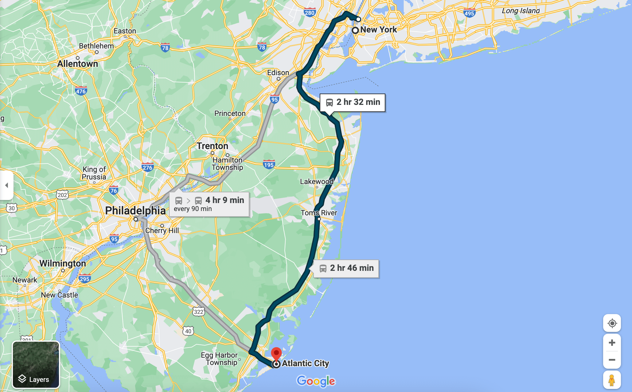New-York to Atlantic City Bus Transit