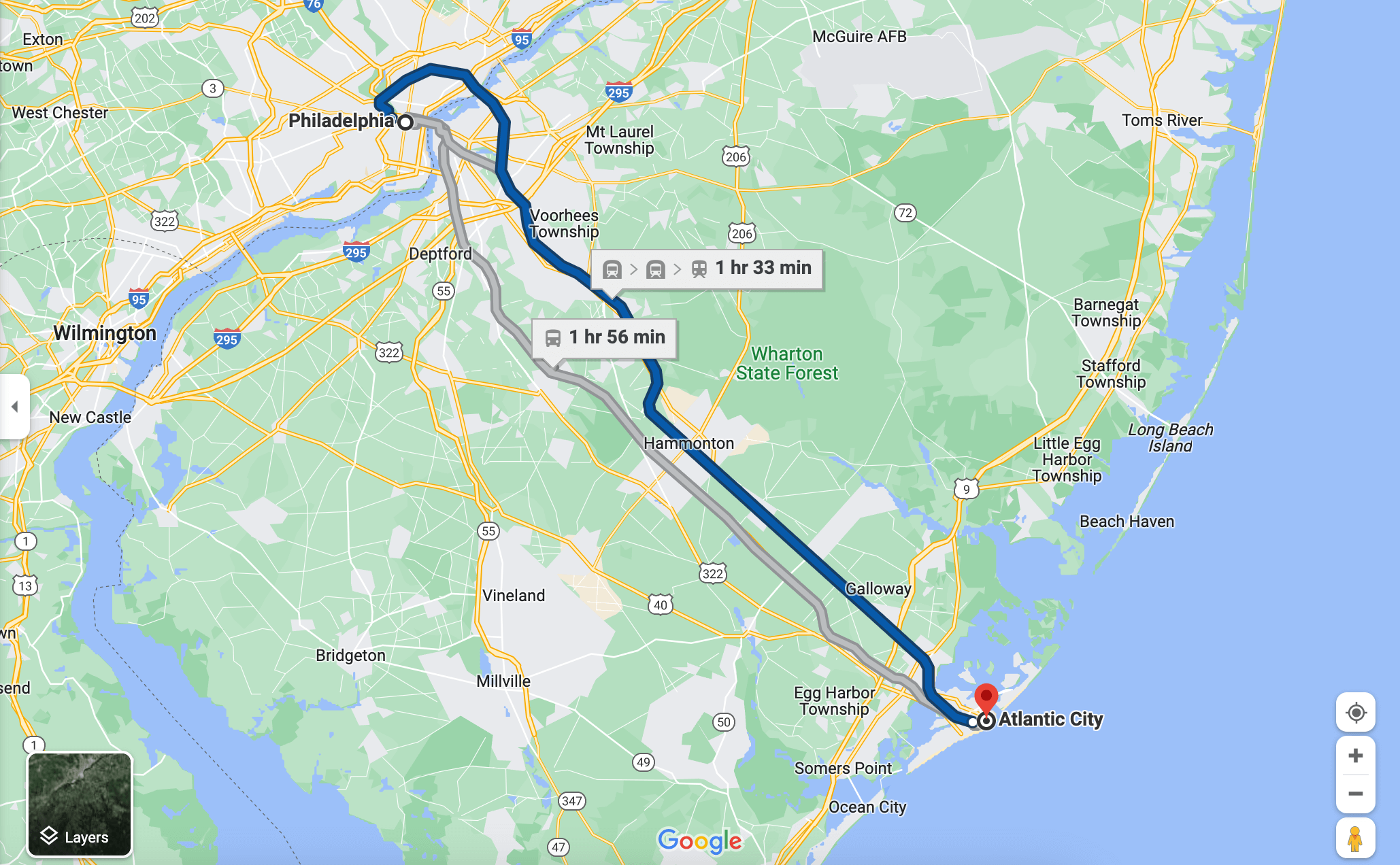 Philadelphia to Atlantic City Bus Transit