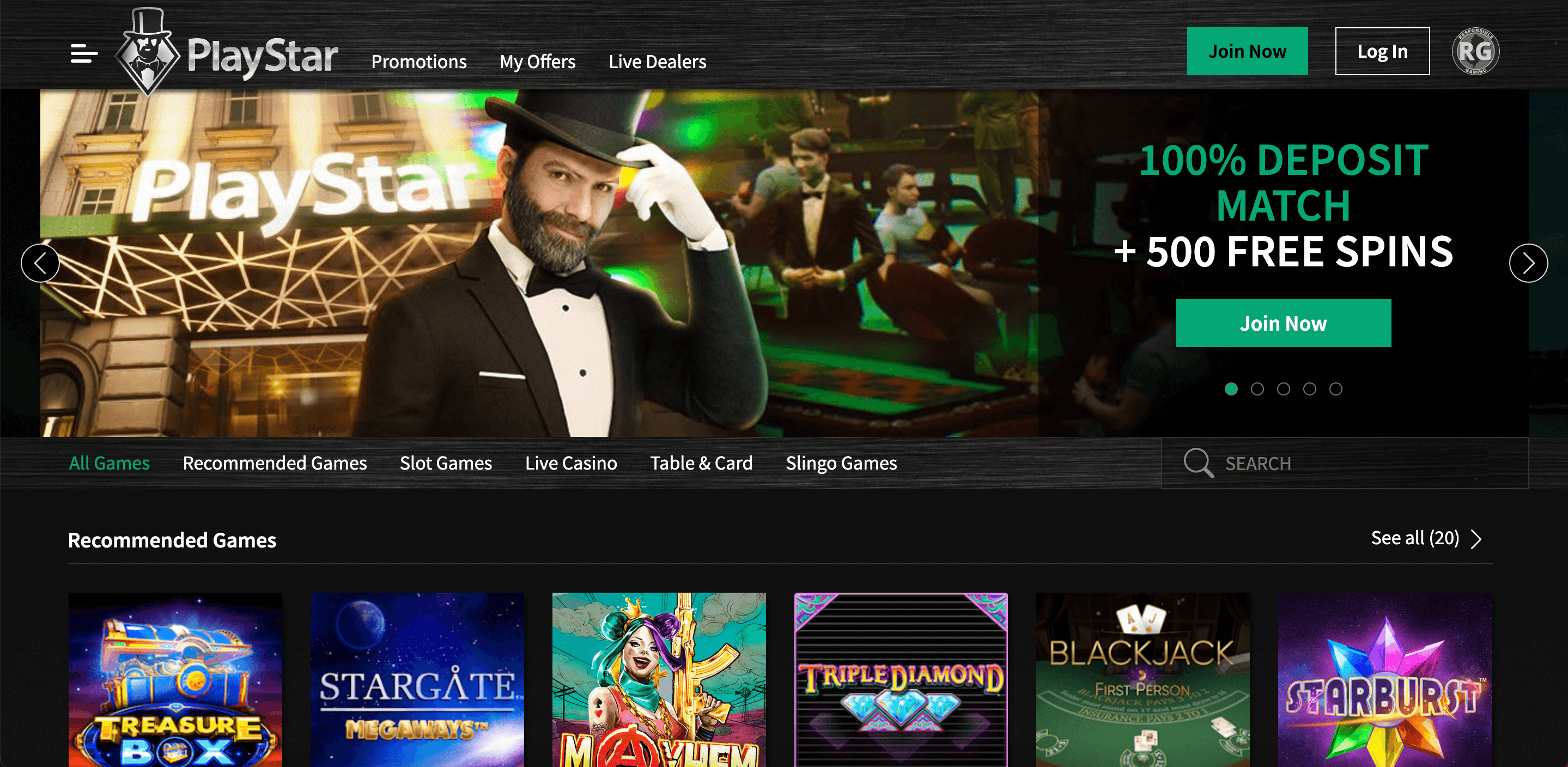 PlayStar Casino NJ Home Page