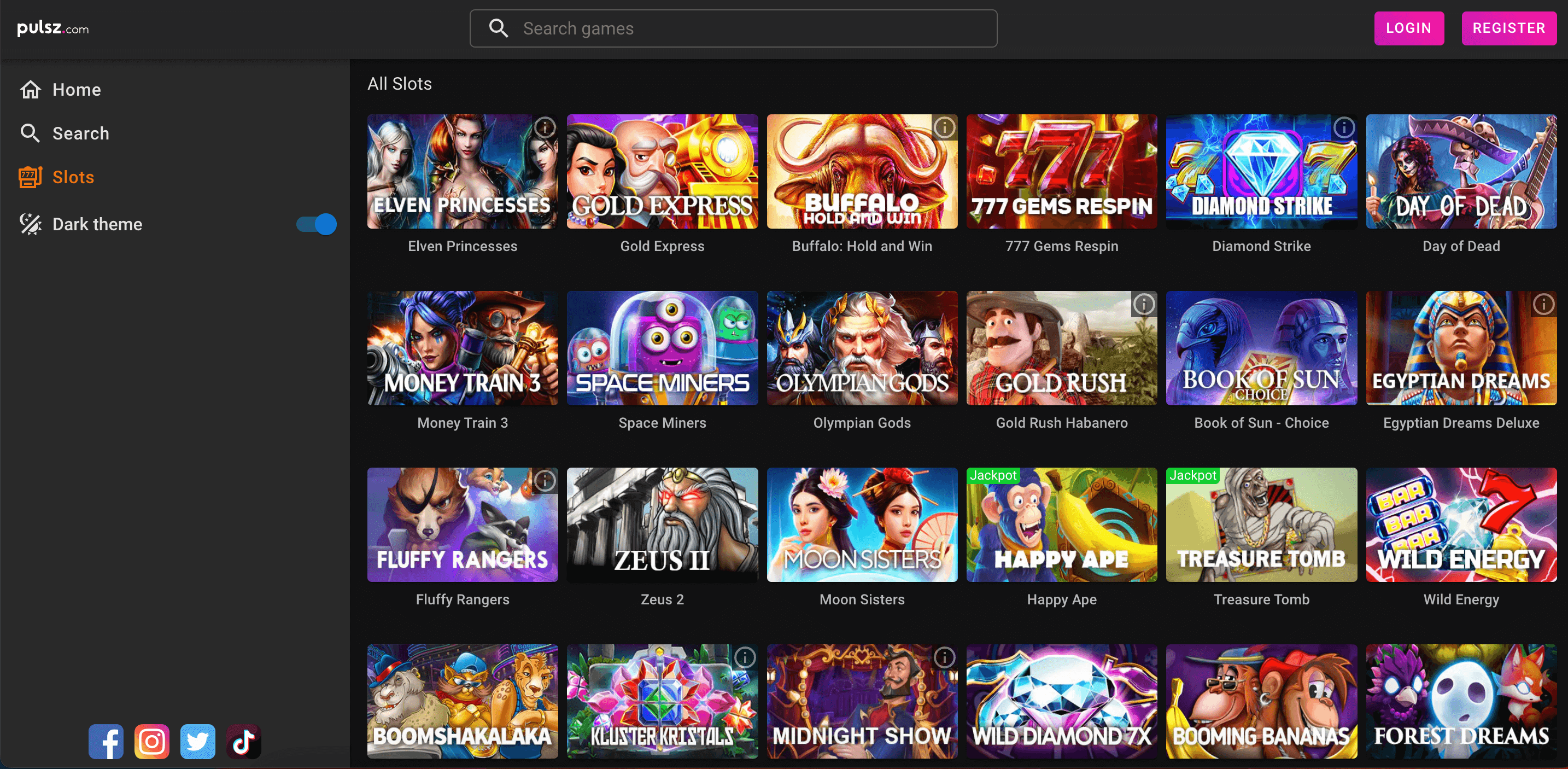 Pulsz Social Casino Slot Catalog