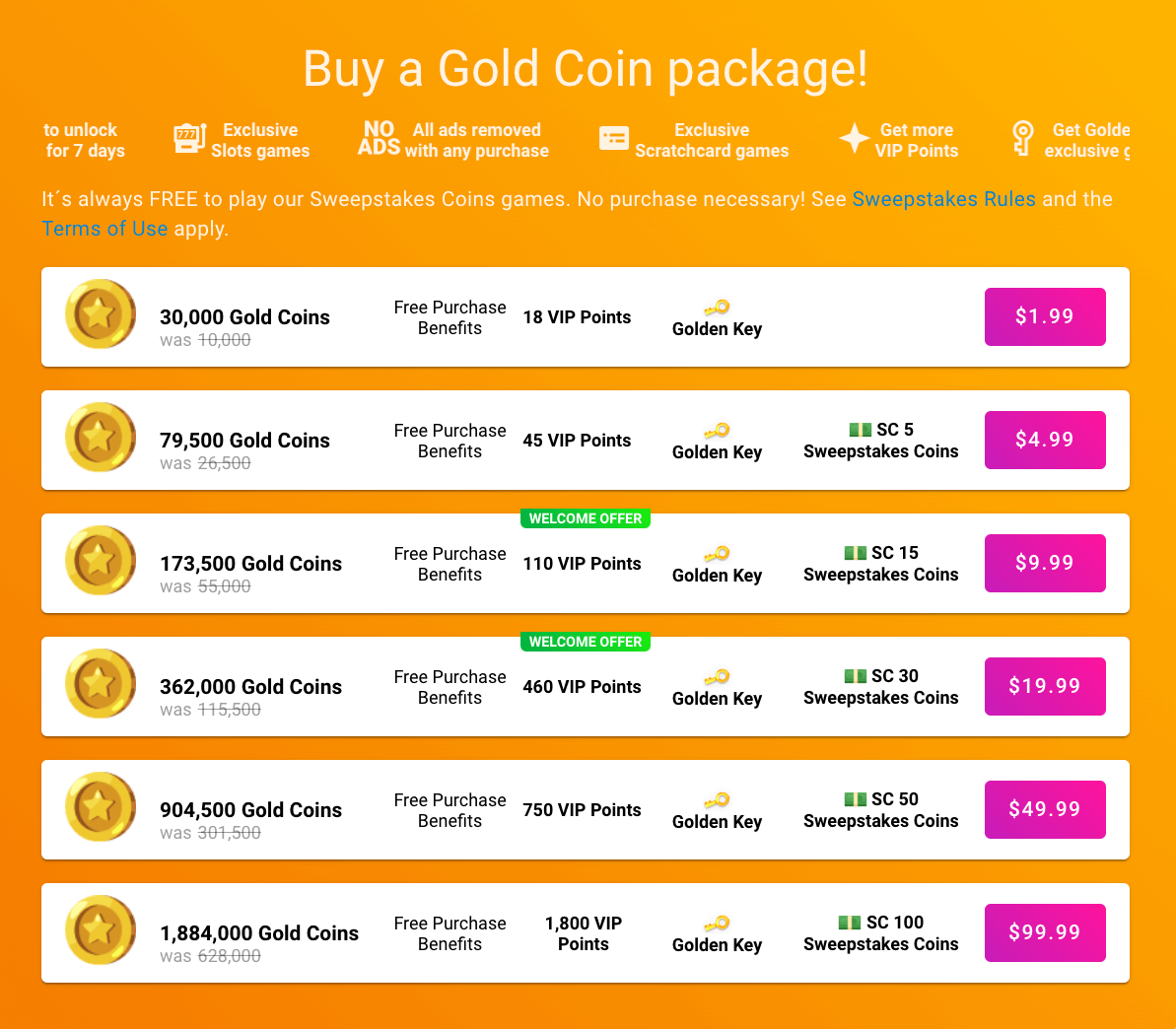 Pulsz Gold Coin Packages