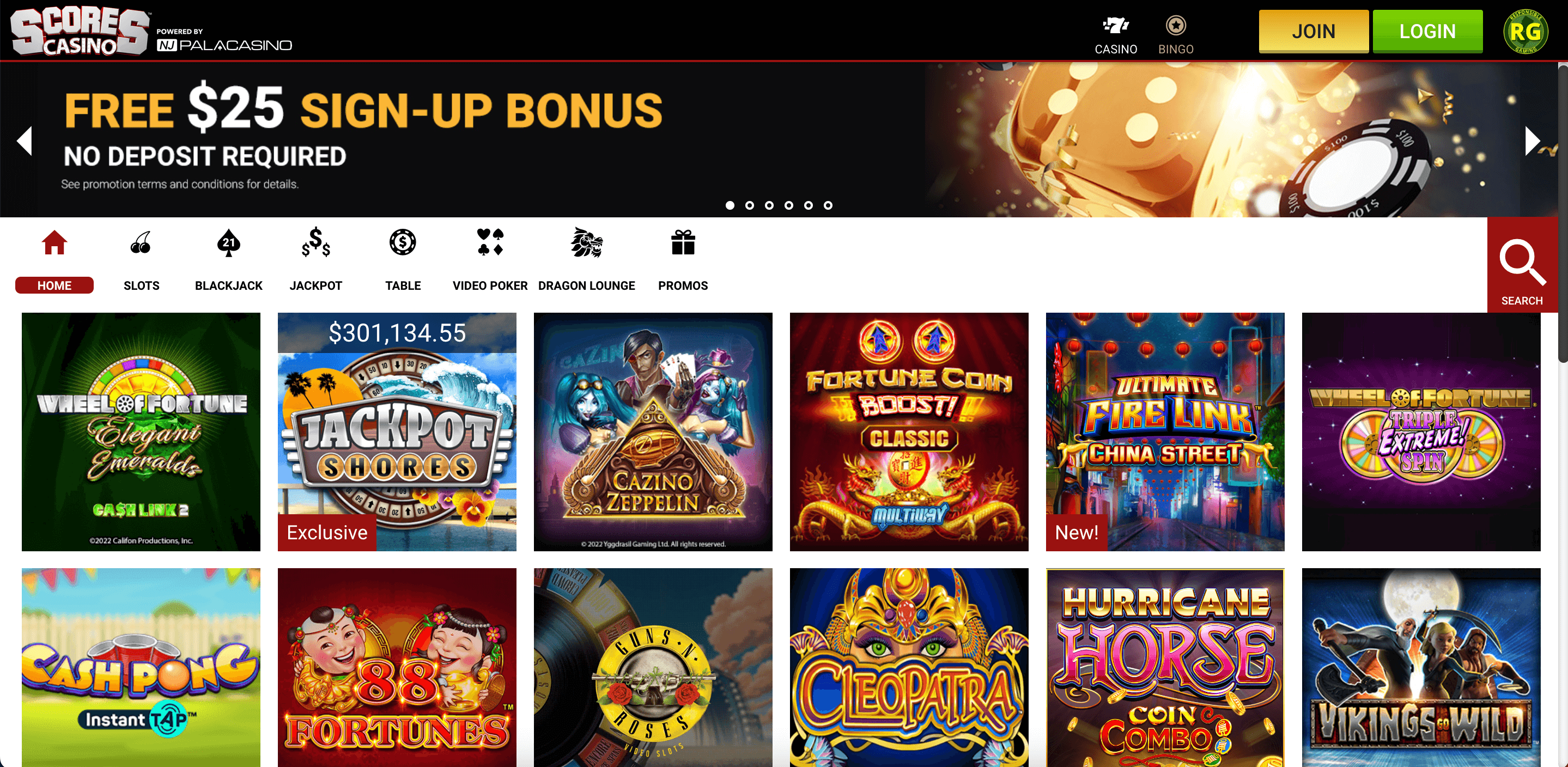 Scores Casino NJ Home Page