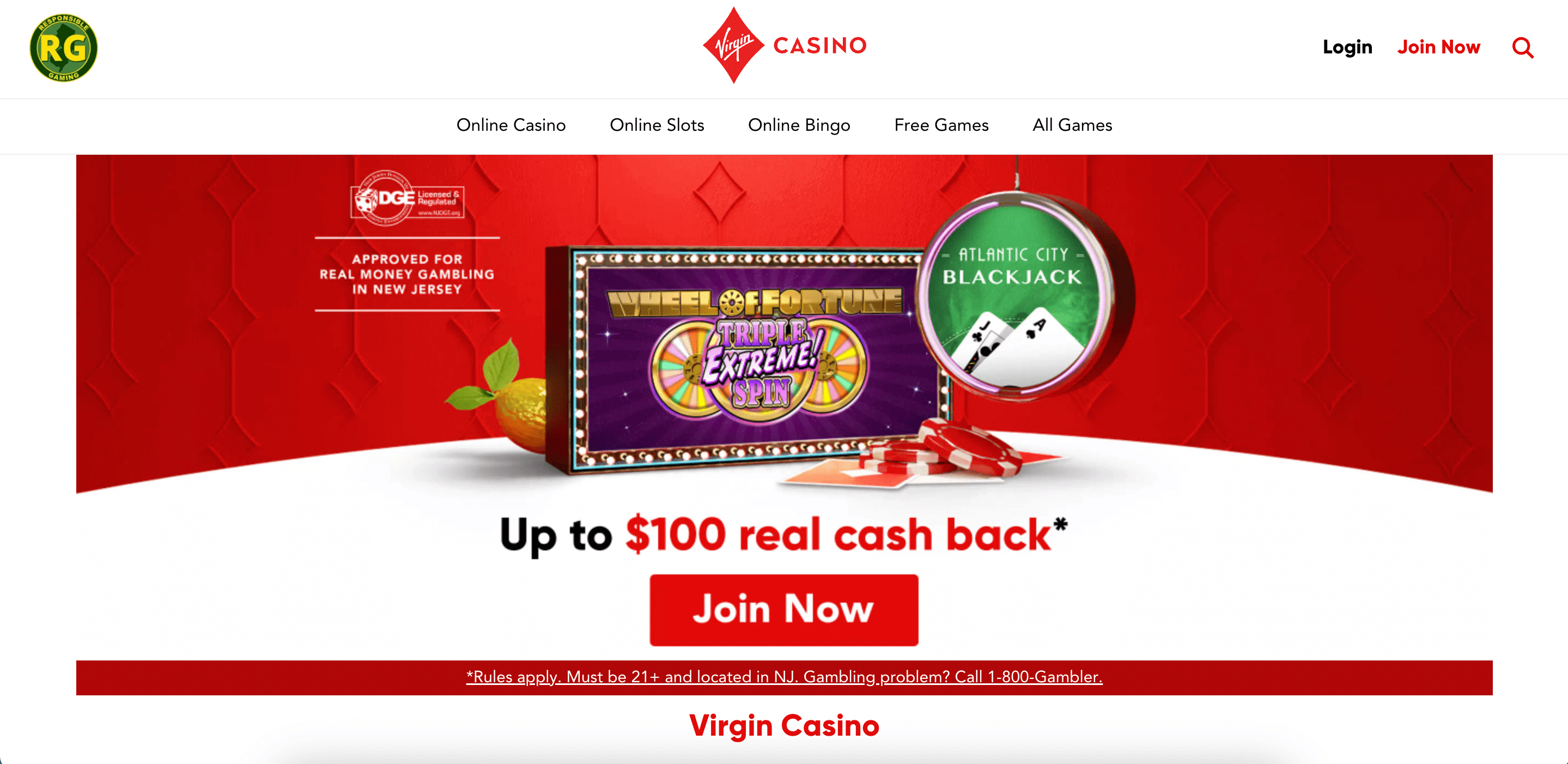 Virgin Casino NJ Home Page